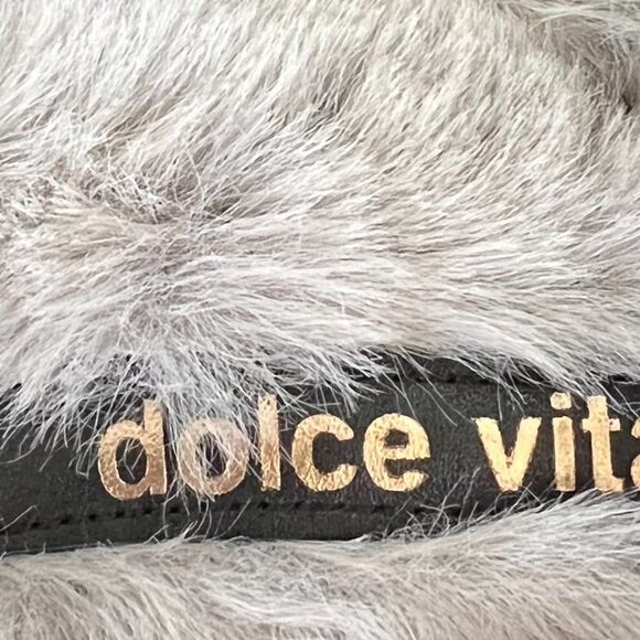 Dolce Vita Gray Fuzzy Slippers Size 6 - Picture 3 of 7